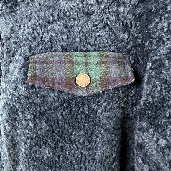 Pendleton Womens Large Navy/Green Plaid Full Zip Fuzzy Teddy Jacket Cozy Zip-Up - Picture 6 of 13